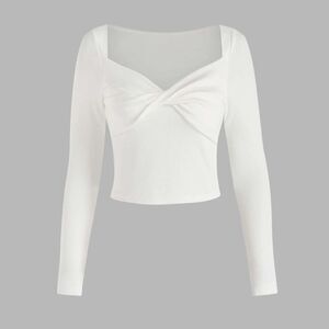 Commense T-Shirt Top Long Sleeve White Knit Shirt SZ M NEW